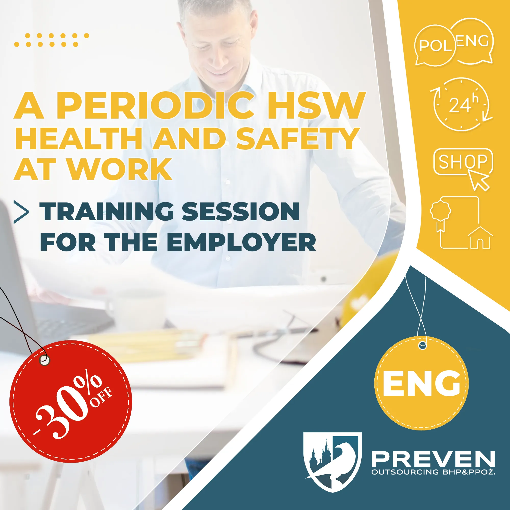 A periodic HSW (Health and Safety at Work) training session for the employer, online, in Kraków