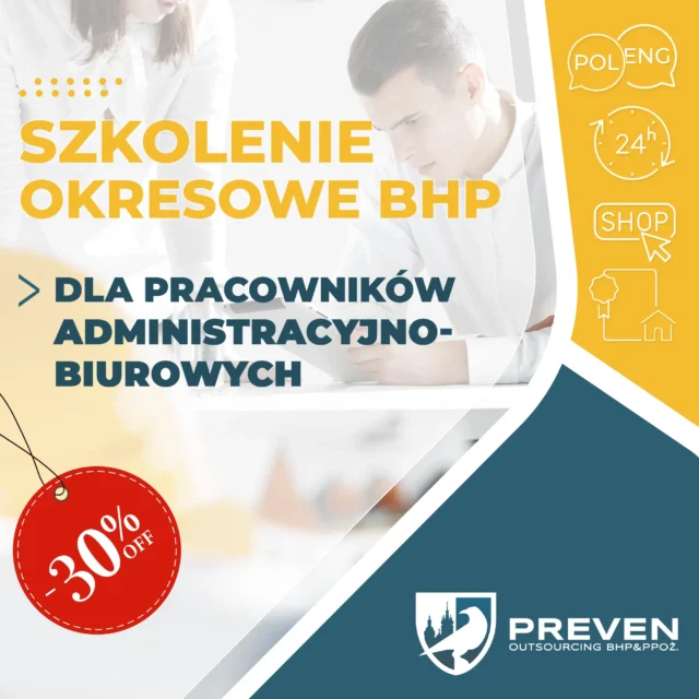 Oferta szkolenie okresowe bhp dla pracowników administracyjno-biurowych, promocja
