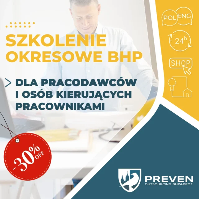 Szkolenie okresowe BHP dla pracodawców i osób kierujących pracownikami od PREVEN, promocja Kraków